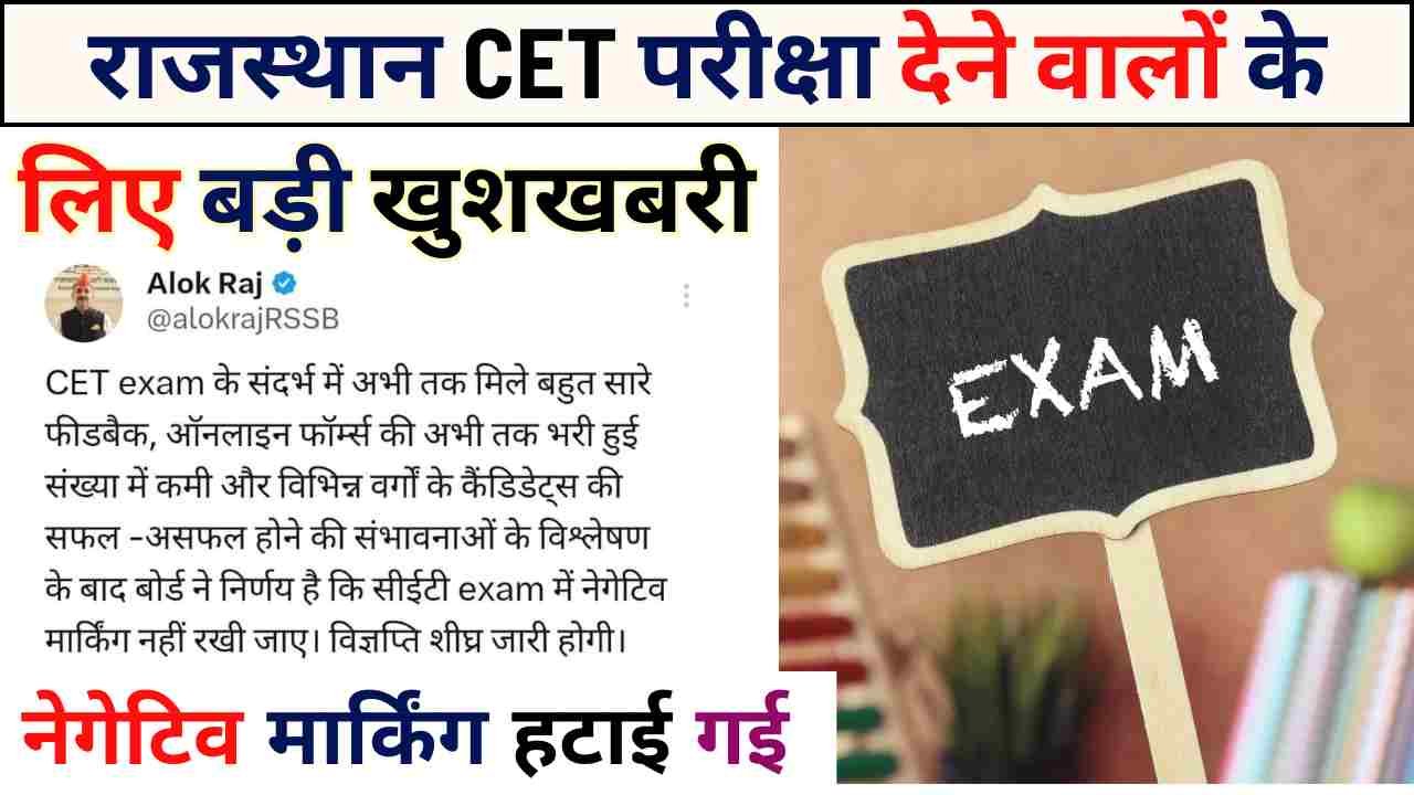 Good news for Rajasthan CET exam takers, negative marking has been removed