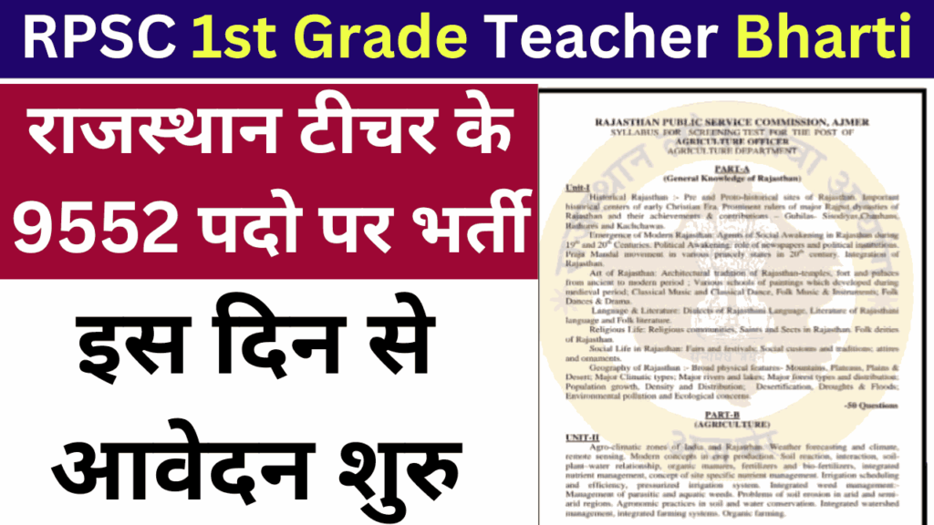 RPSC 1st Grade Teacher Bharti 2024